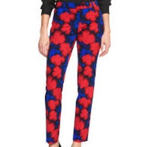 Banana Republic Red and Blue Floral Ryan Straight Leg Pants
